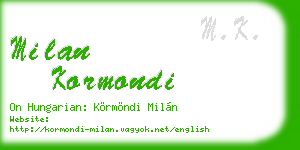 milan kormondi business card